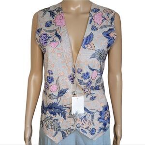 Retro 90’s pastel colors with Sequins and floral print, hand crafted Beaded Vest